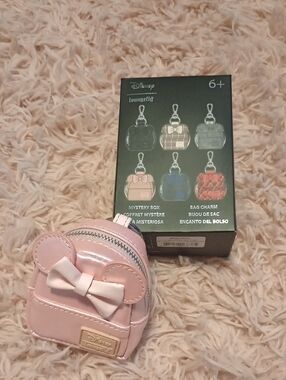 Loungefly Pink Mini Backpack Charm with Cream Bow